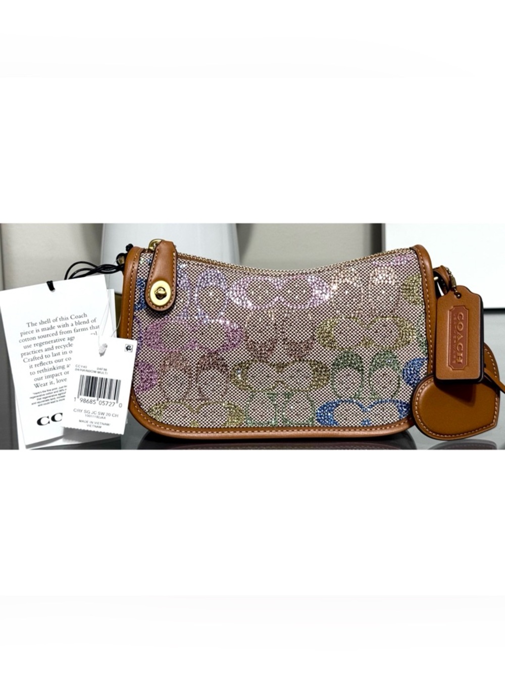 COACH Swinger Bag 20 In Crystal Signature Jacquard RAINBOW CANDY Shoulder Bag